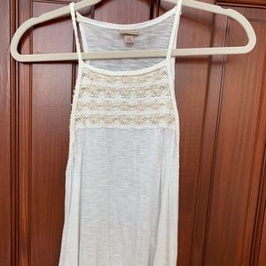 Creme Tank Top with Floral Design
